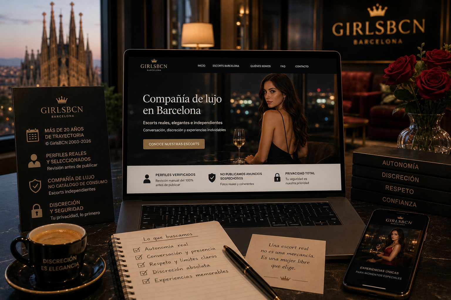 Redactionele presentatie van GirlsBCN als platform voor volwassenengezelschap